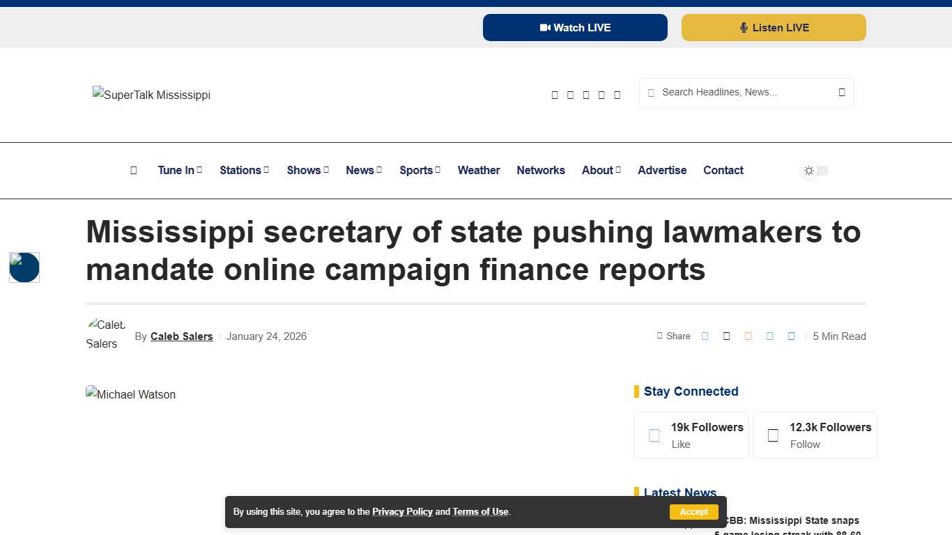 Mississippi secretary of state pushing lawmakers to mandate online campaign finance reports - SuperTalk Mississippi